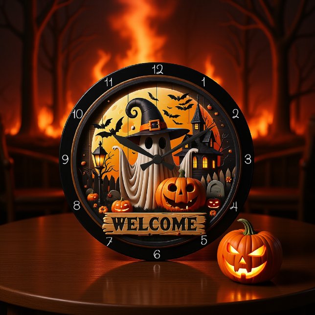 Välkommen Ghost Halloween Night Stor Klocka (Skapare uppladdad)