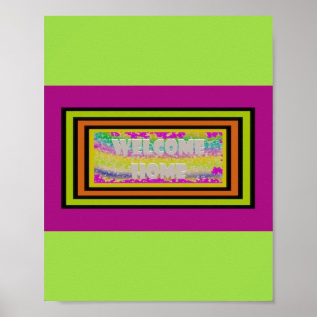 välkommen grönt för hemdesign, lila, röd kantlinje poster (Framsidan)