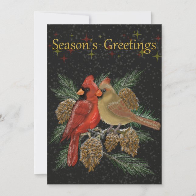 Välkommen hälsningar Kardinaler Platt Julkort (Framsida)