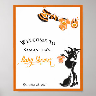 Välkommen Häxa Halloween Baby Shower Poster