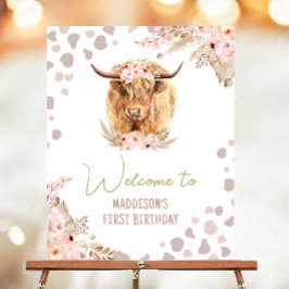 Välkommen Heliga Kow Highland Pampas Farm Birthday Poster