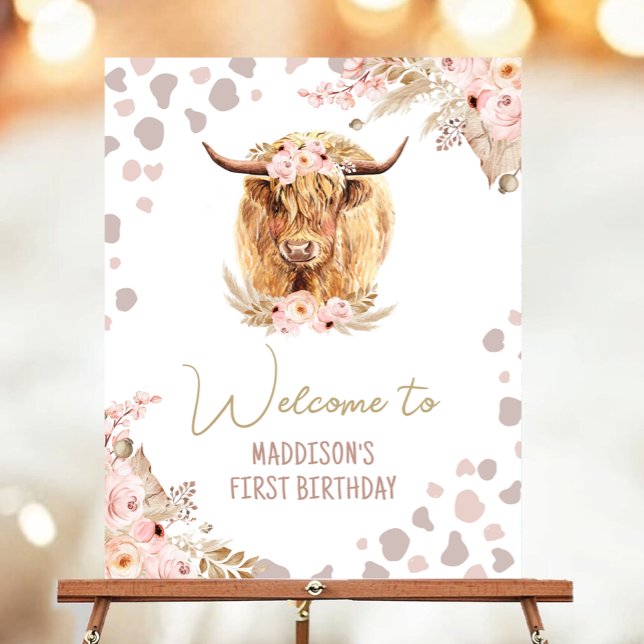 Välkommen Heliga Kow Highland Pampas Farm Birthday Poster (Skapare uppladdad)
