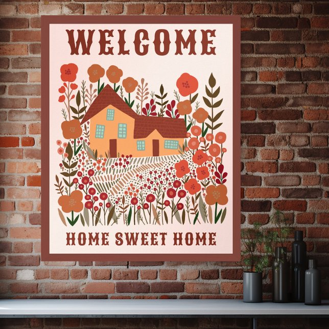 VÄLKOMMEN HEM ÄLSKA HEM Gårdsblommor ANPASSAD Poster (WELCOME HOME SWEET HOME Farmhouse Flowers CUSTOM Poster
)