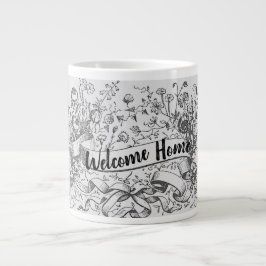 Välkommen Hem Anpassat Realtor Namn Ritade Blommor Jumbo Mugg