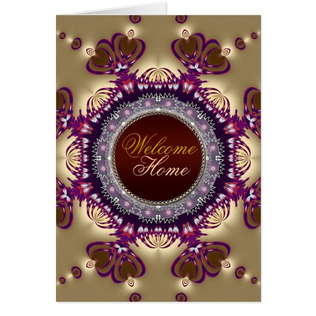 Välkommen hem-Guld-platsens tvåhjuliga Hearcard Hälsningskort (Framsidan)