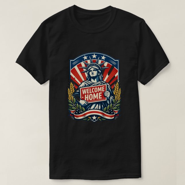 Välkommen hem Liberty-statyn Affisch T Shirt (Design framsida)