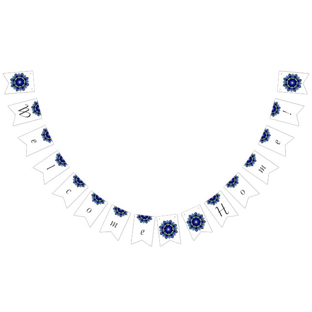 Välkommen hem! Mandala på mörk blått Vimplar (Alla)