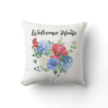 Välkommen hem med röda/vita/blå blommor & fåglar