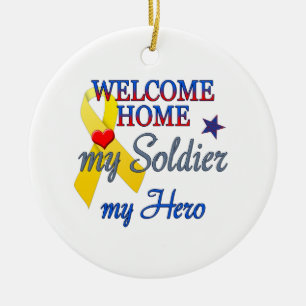 Välkommen hem Min soldat Hero Julgransprydnad Keramik