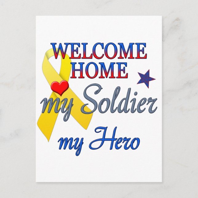 Välkommen hem Min soldat Min Hero Vykort (Framsida)