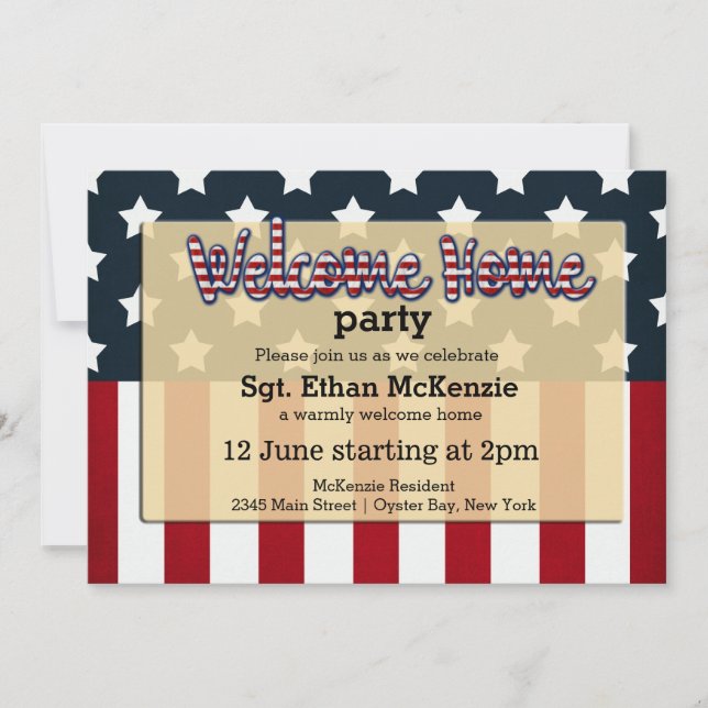 Välkommen hem party inbjudningar (Framsida)