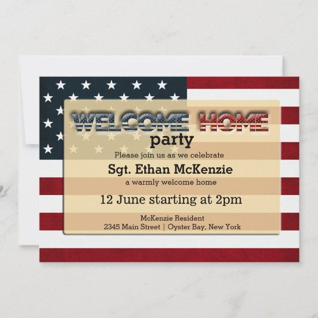 Välkommen hem party inbjudningar (Framsida)