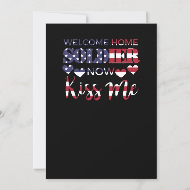 Välkommen hem Soldat nu Kiss Me USA flagga Inbjudningar (Framsida)