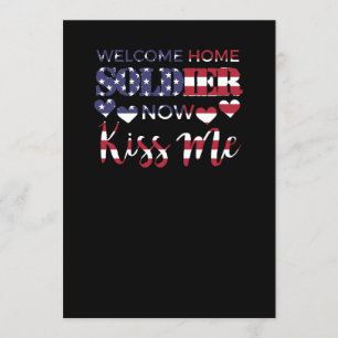 Välkommen hem soldat nu kyss mig USA flagga Inbjudningar