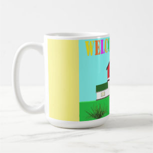 Välkommen hem, söt husbrit färg kaffemugg
