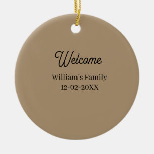 Välkommen hem tilläggsfamilj namn hus invigning  julgransprydnad keramik