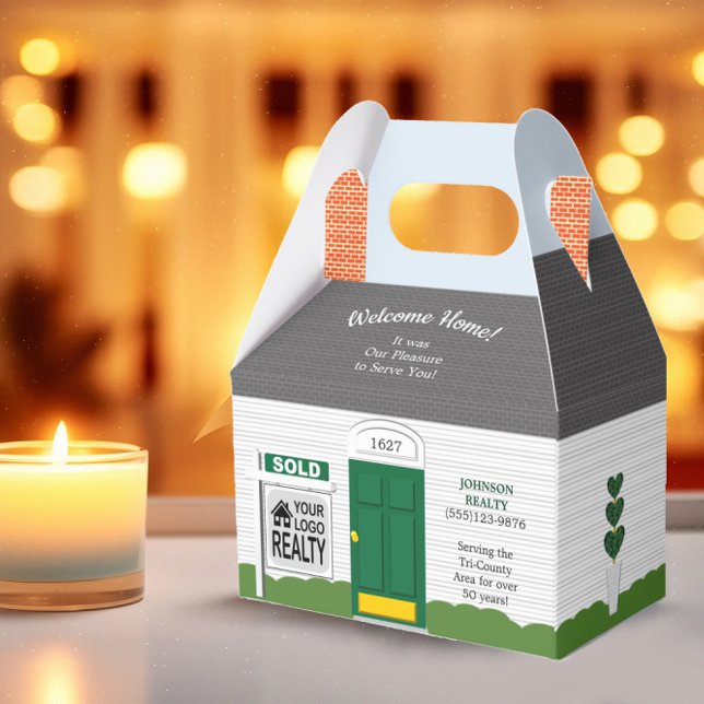 Välkommen Hem Trärealtor Logotyp Grön Dörr Presentaskar (Skapare uppladdad)