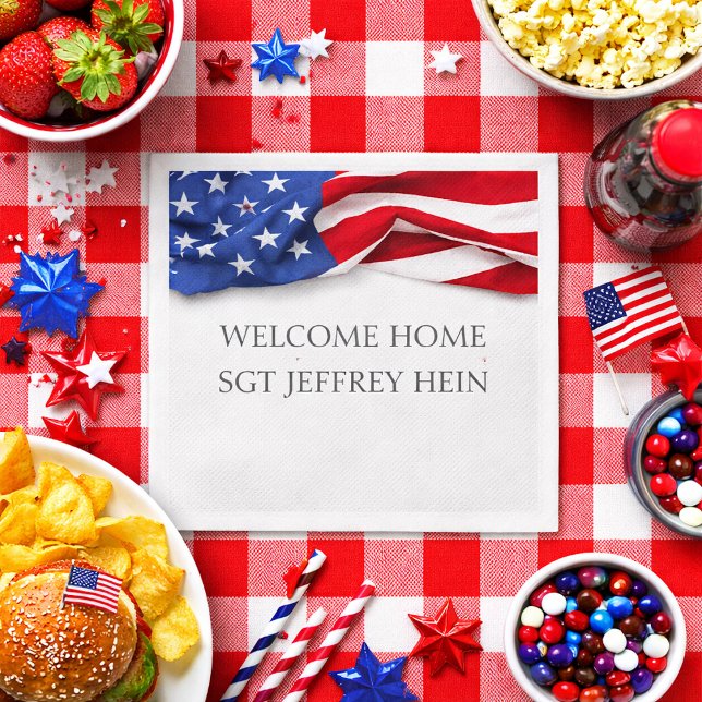 Välkommen Hem USA Flagga Militärfest Pappersservett (Skapare uppladdad)