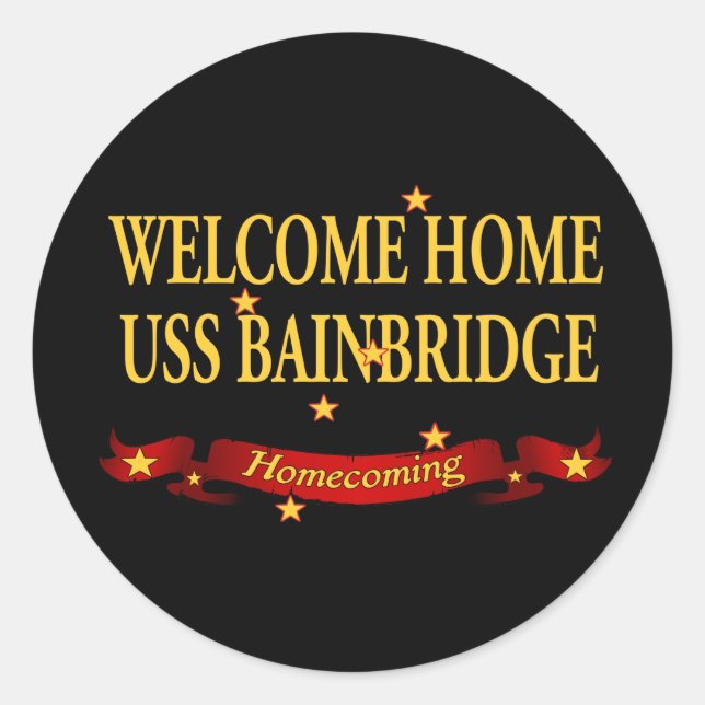 Välkommen hem - USS Bainbridge Runt Klistermärke (Framsida)