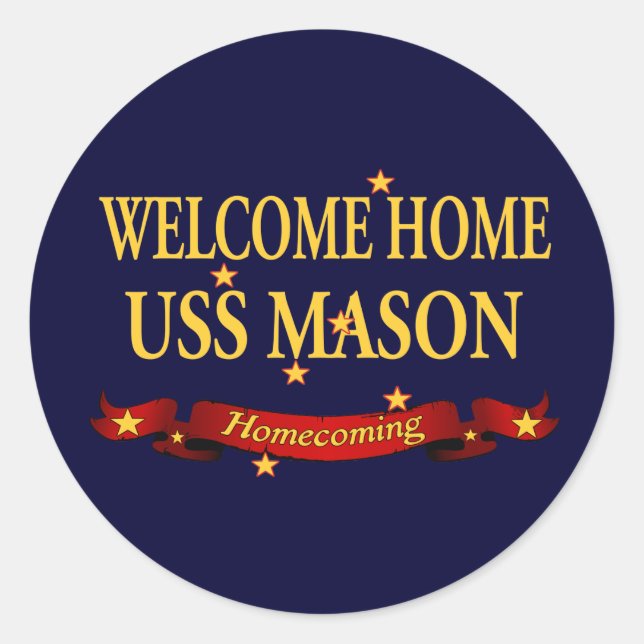 Välkommen hem - USS Mason Runt Klistermärke (Framsida)