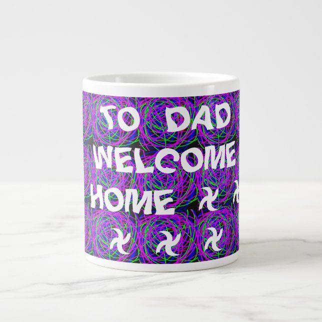 VÄLKOMMEN HEMMA PAPPA FÄRG LILA MIXED JUMBO MUGG (Framsidan)