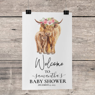  Välkommen Highland Ko Kalv Baby Shower  Poster