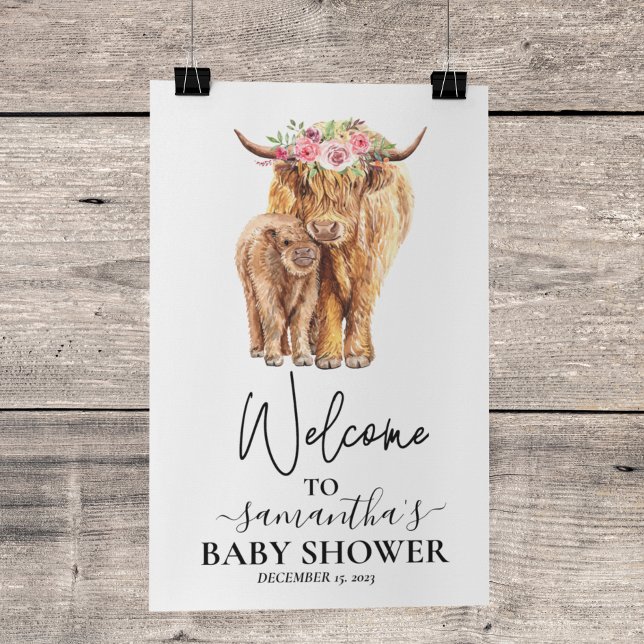  Välkommen Highland Ko Kalv Baby Shower  Poster (Skapare uppladdad)