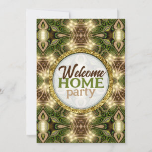 Välkommen Home Batik Earth Grönt Guld Forest Party Inbjudningar
