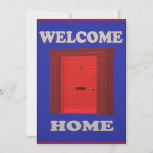 VÄLKOMMEN HOME ENTRANCE RED AND BLUE INBJUDNINGAR
