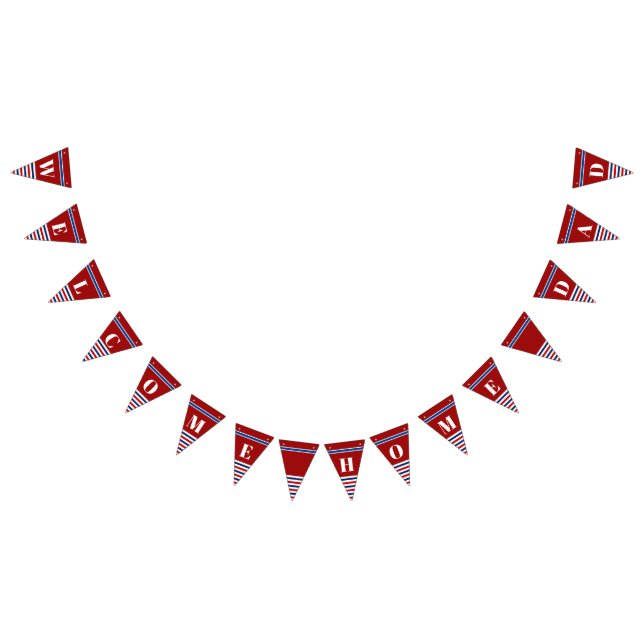 Välkommen Home Pappa Classic Rött vitt blått Rand Vimplar (Alla)