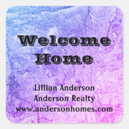 Välkommen Home Rosa Blue Marcular Real Gods Realty Fyrkantigt Klistermärke
