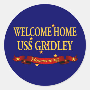 Välkommen Home USS Gridley Runt Klistermärke