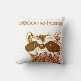 Välkommen Home Woodland Guld Raccoon Kudde