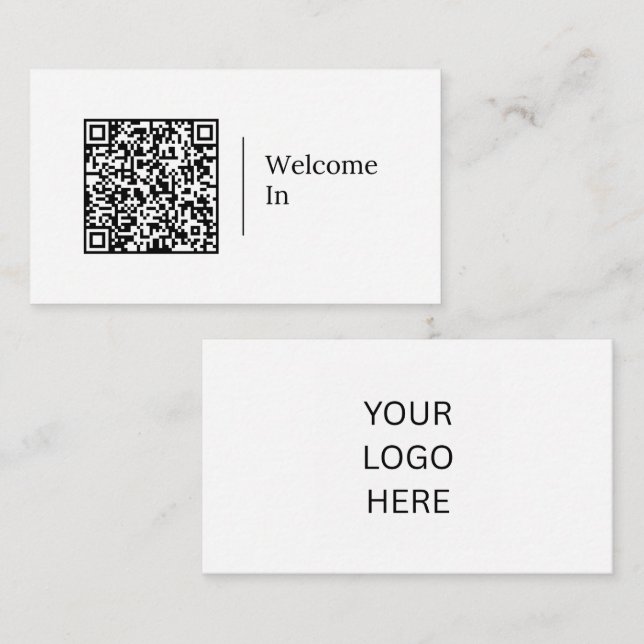 Välkommen In | Anpassningsbar QR-kod & Logo Visitkort (Fram/baksida)