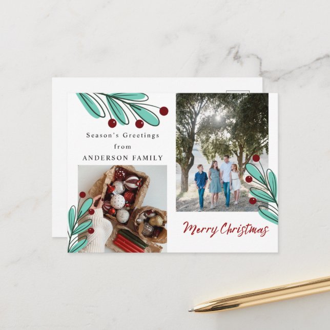 Välkommen Jul Glad Jul Foto Högtid Vykort (Fram/Back In Situ)