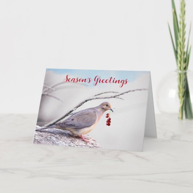 Välkommen Jul Sorgduva och Röda Bär Helgkort (Framsida)