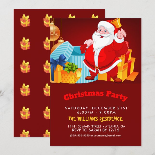 Välkommen Jultomten Tecknad Inbjudningar (Fram/baksida)