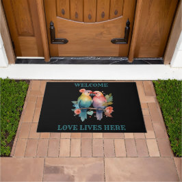 Välkommen. Kärlek bor här. Love birds