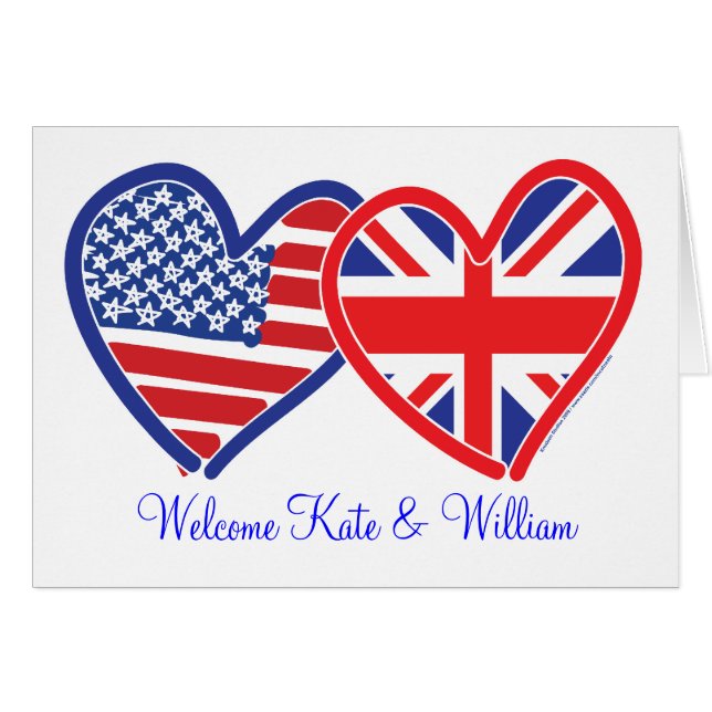 Välkommen Kate & William/ Royal Bröllop Hälsningskort (Framsidan Horizontal)