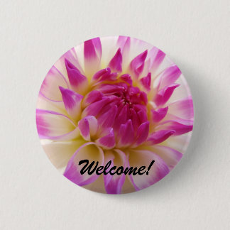 Välkommen! knapp Vit Rosa Dahlia Blomma