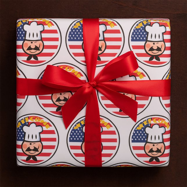 Välkommen kock med amerikansk flagga presentpapper (Skapare uppladdad)