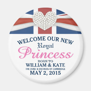 Välkommen kunglig Princess - William & Kate baby Magnet
