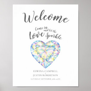 Välkommen Låt kärlek gnistra ha vattenfärgen diama Poster