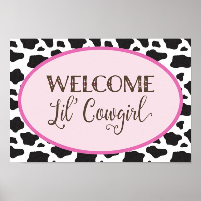 Välkommen Lil'Cowgirl Baby Shower Banner Poster (Framsidan)