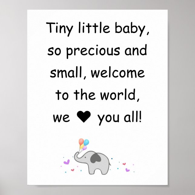 Välkommen lilla baby, dekorationen för förskolan poster (Framsidan)