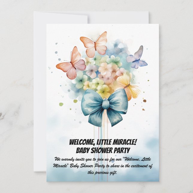 Välkommen, lilla Miracle! - Baby Shower Party Invi Inbjudningar (Framsida)
