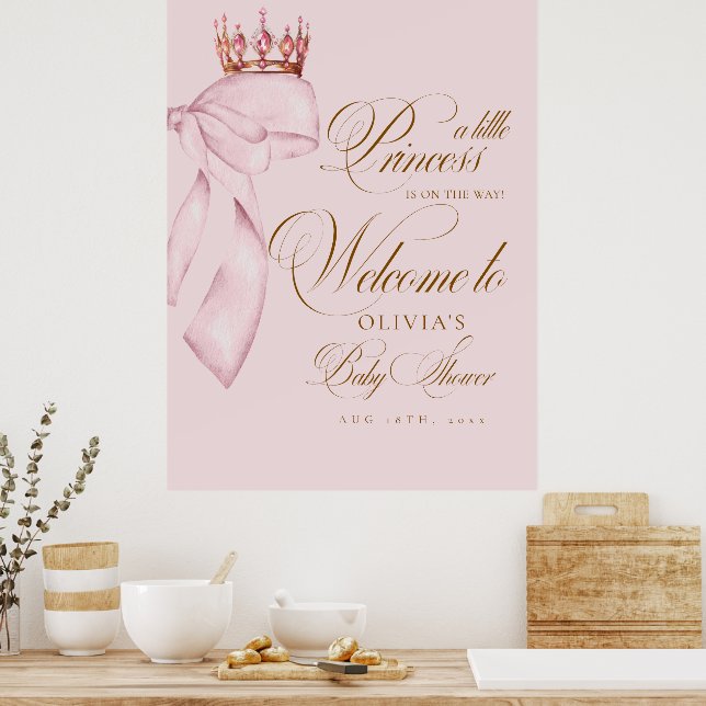 Välkommen lilla prinsessa baby shower poster (Kök)