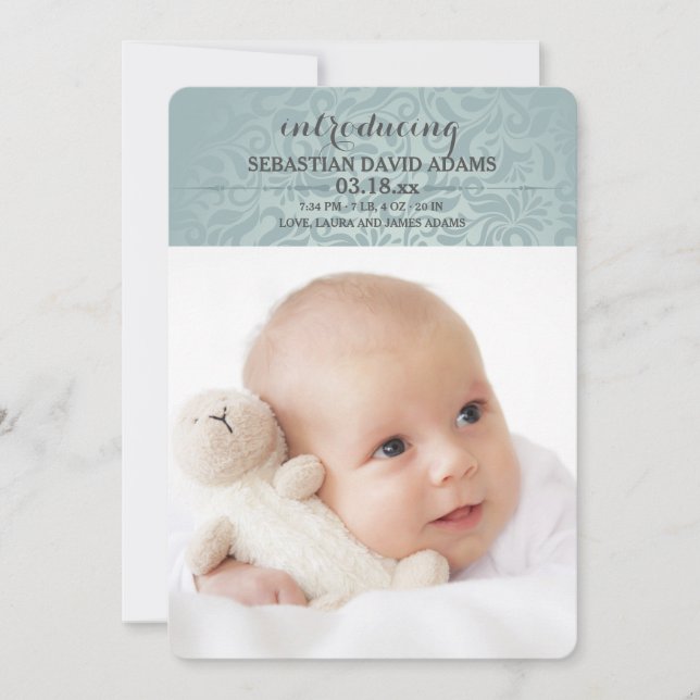 Välkommen Little Kärlek Photo Birth Notice Meddelande (Framsida)