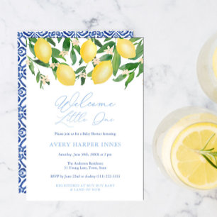 Välkommen Little One Amalfi Lemons Boy Shower Inbjudningar