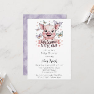 Välkommen Little One - Cute Piglet Baby Shower Inbjudningar